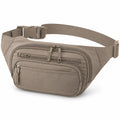 Hüfttasche 32 x 7 x 15 cm aus Polyester in Taupe mit verstellbarem Gurt und Reißverschlussfächern