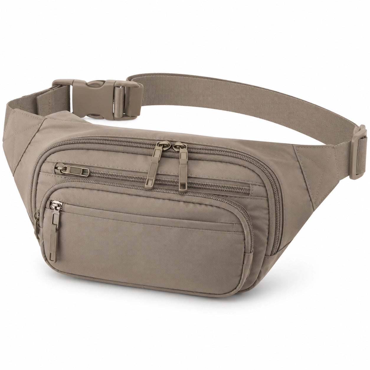 Hüfttasche 32 x 7 x 15 cm aus Polyester in Taupe mit verstellbarem Gurt und Reißverschlussfächern