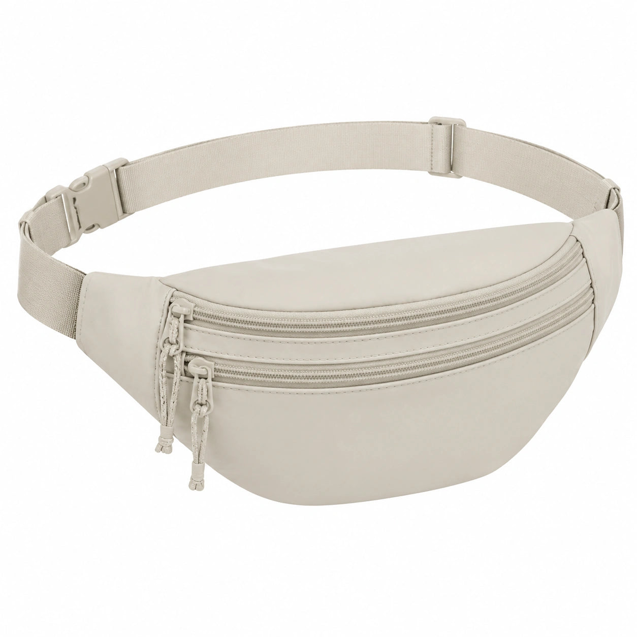 Gürteltasche 28 x 7 x 15 cm aus Kunstleder in Beige mit drei Reißverschlussfächern