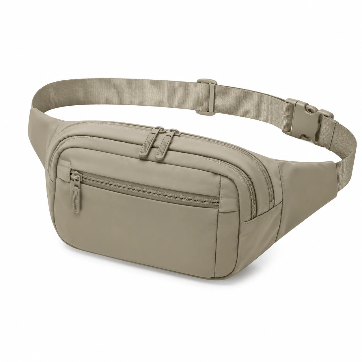Gürteltasche 32 x 8 x 15 cm aus Kunstfaser Taupe mit Reißverschluss für Alltag
