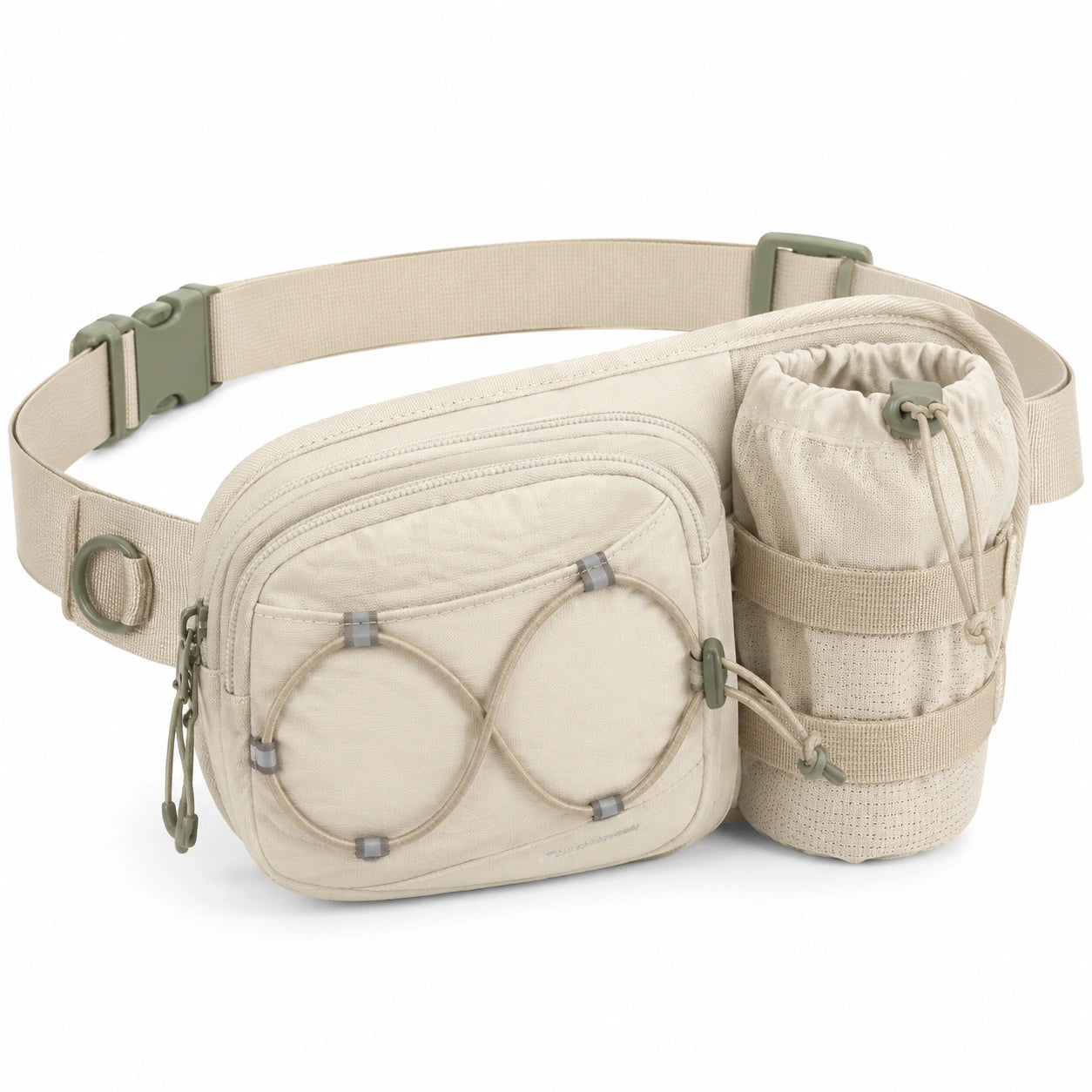 Gürteltasche 30 x 10 x 17 cm aus Textil in Beige mit Flaschenhalter für Freizeit