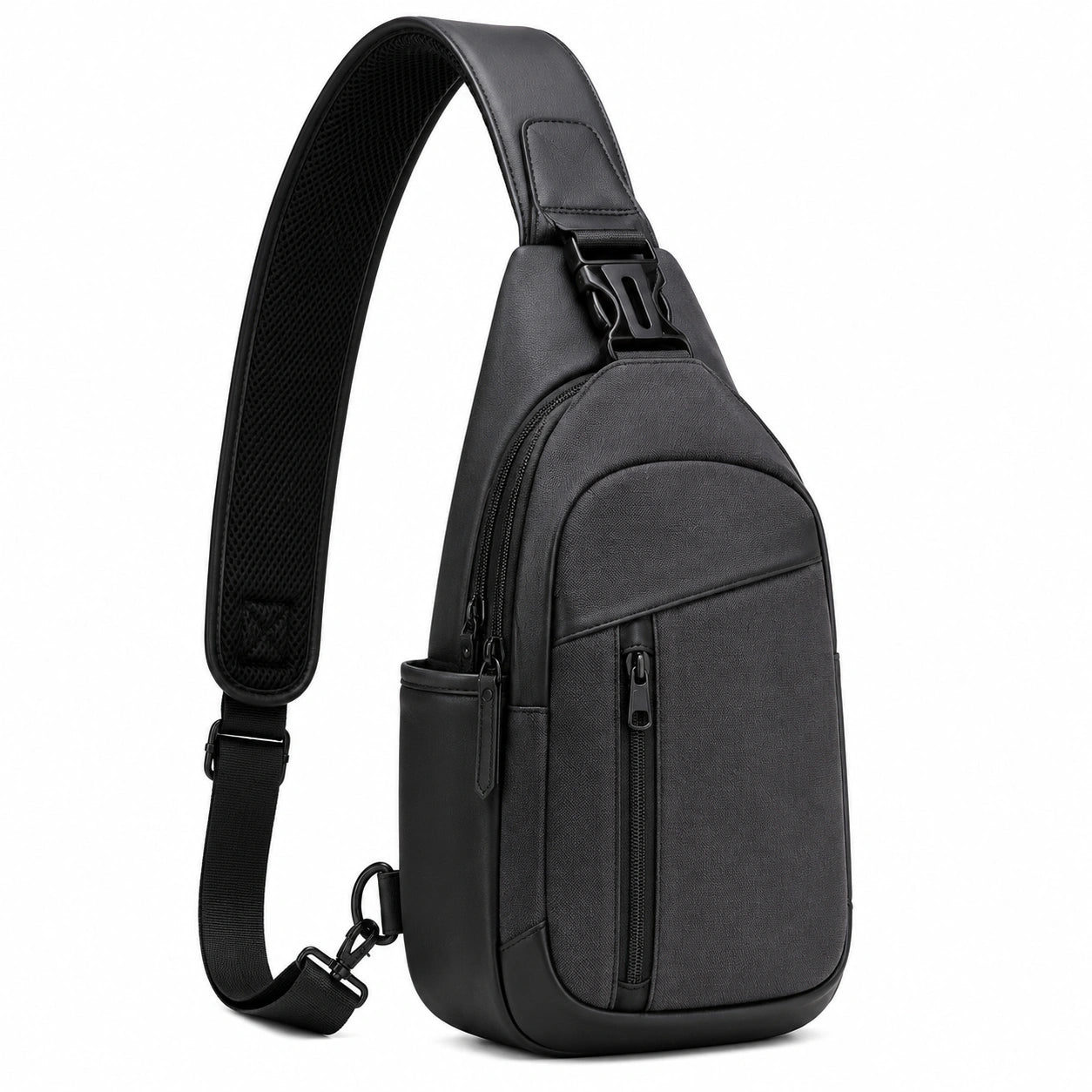 Brusttasche 17 x 8 x 30 cm Kunstleder Schwarz mit verstellbarem Schultergurt