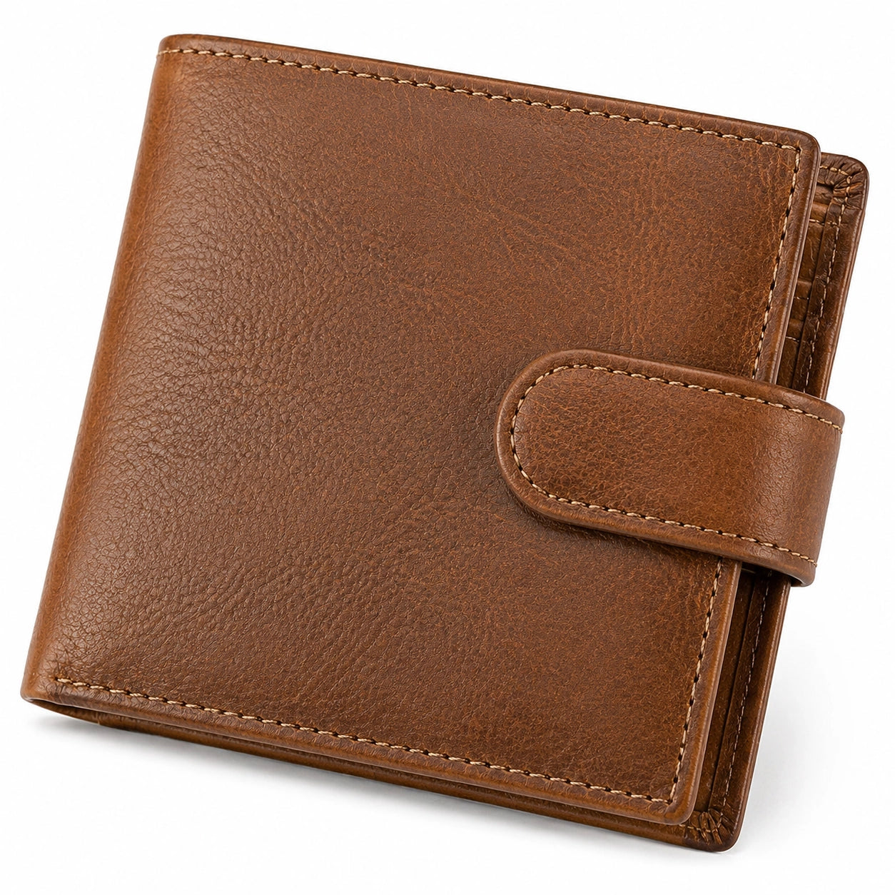 Geldbörse 12 x 10 x 2 cm in Braun Lederoptik mit Druckknopfverschluss