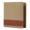 Herren Geldbörse 11.5 x 9.5 x 1.5 cm aus Textil und Kunstleder in Beige Braun faltbar