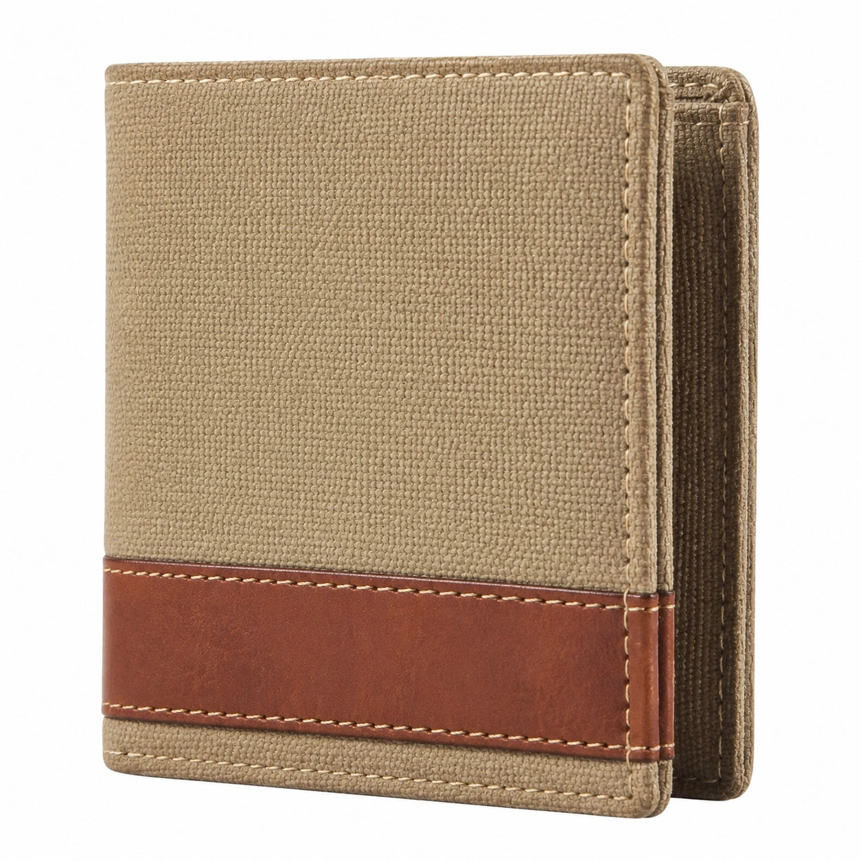 Herren Geldbörse 11.5 x 9.5 x 1.5 cm aus Textil und Kunstleder in Beige Braun faltbar