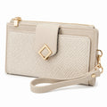 Damen Geldbörse 20 × 3 × 11 cm aus Kunstleder Beige mit Handgelenkschlaufe