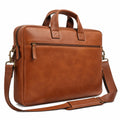 Laptoptasche 40 x 8 x 30 cm aus braunem Kunstleder mit Schultergurt