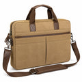 Laptoptasche 40 cm Canvas Braun mit Schultergurt und Reißverschluss