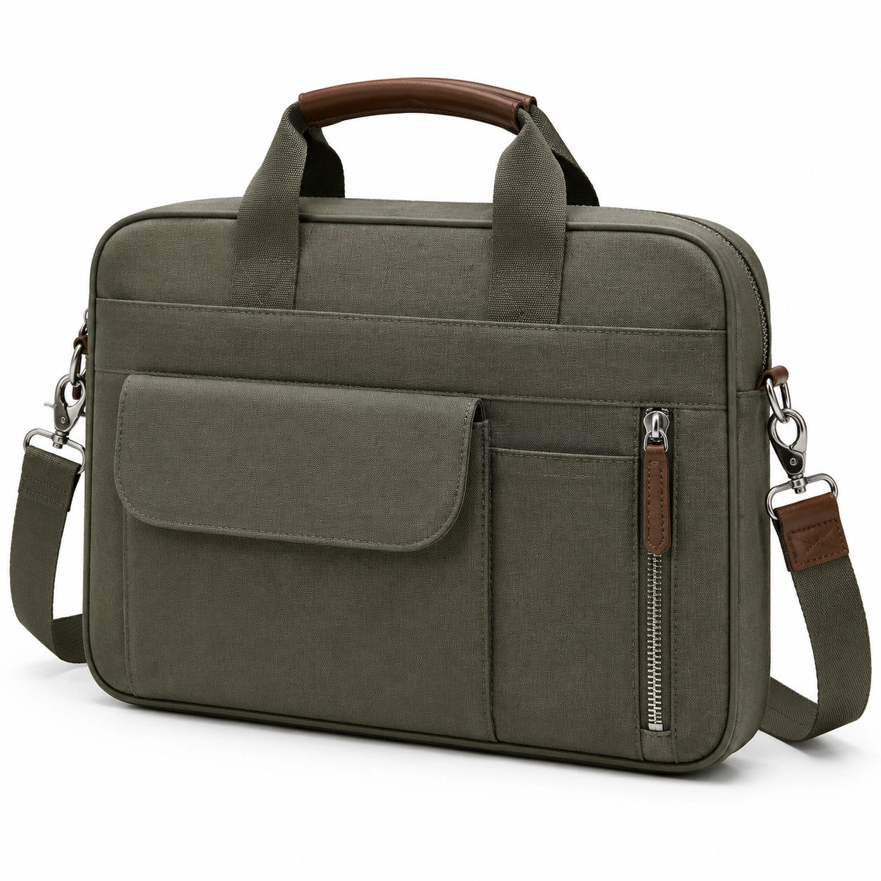 Laptoptasche 40 x 8 x 30 cm aus Textilgewebe olivgrün mit Schultergurt