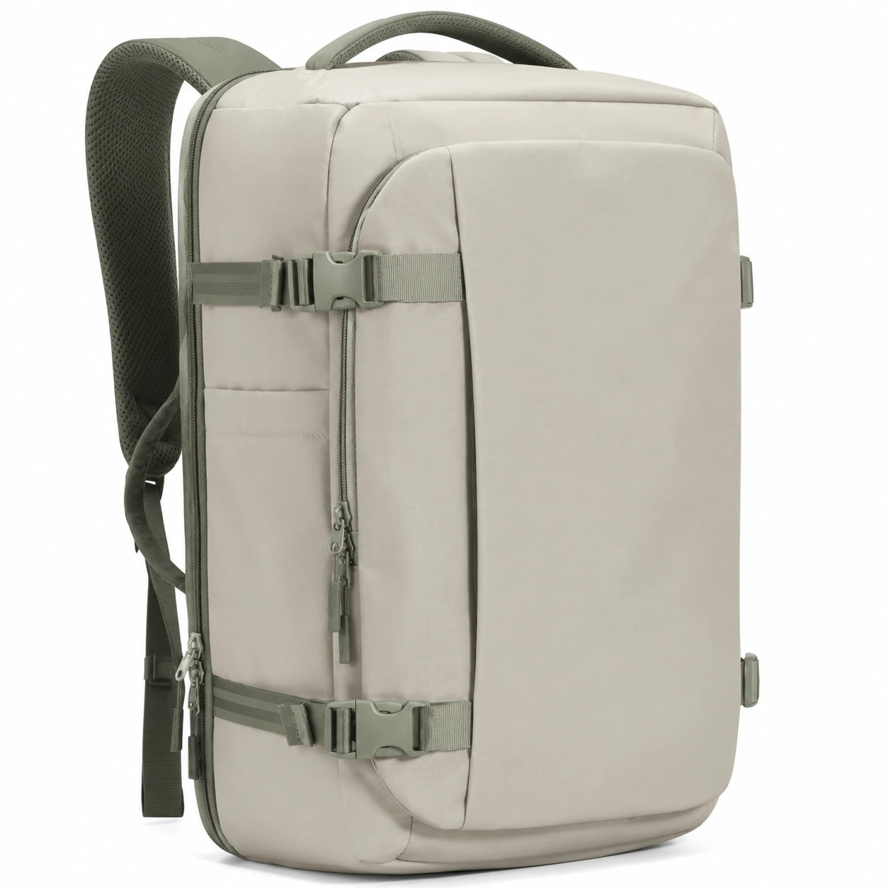 Reiserucksack 32 x 20 x 48 cm aus Textil in Beige mit Frontfach und Kompressionsgurten