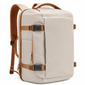 Reiserucksack 30 x 18 x 45 cm aus Textil in Beige Braun mit Tragegriff und Steckverschlüssen