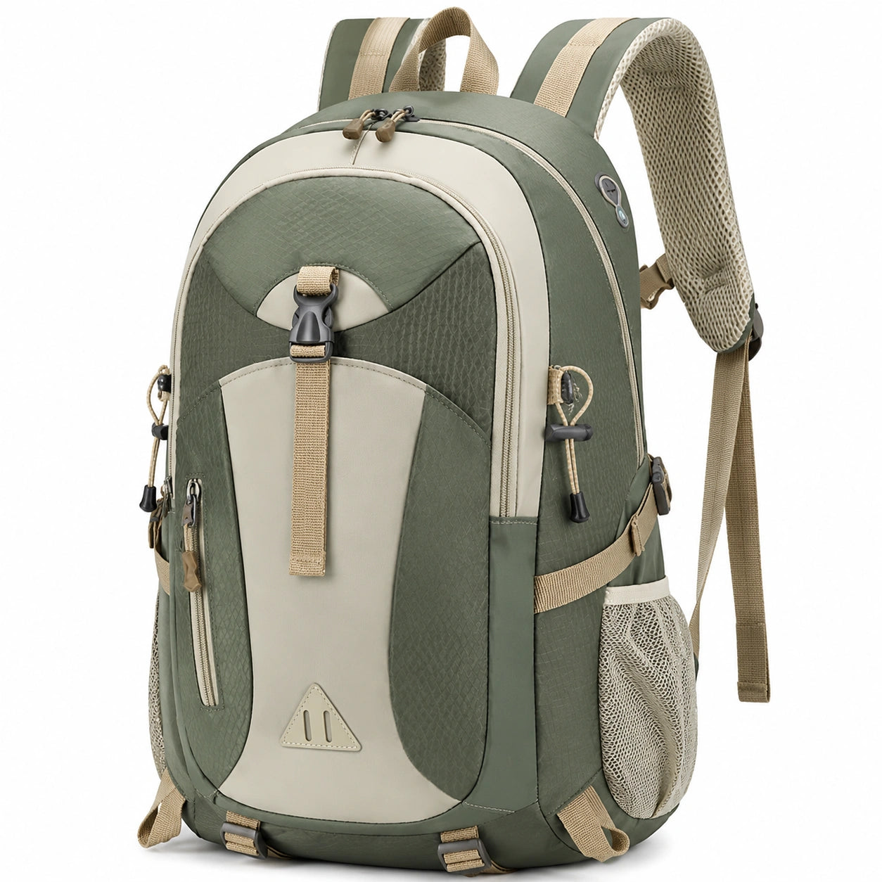 Wanderrucksack 32 x 20 x 48 cm aus Textil olivgrün beige mit gepolsterten Schultergurten