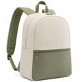 Rucksack 30 x 15 x 40 cm aus Textilgewebe Beige/Olivegrün mit Frontfach für Alltag und Freizeit