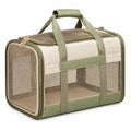Haustier-Transporttasche 45 x 30 x 30 cm Textil Beige Grün mit Netzfenstern