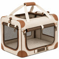 Haustier-Transportbox 50 x 35 x 38 cm Textil Creme/Braun faltbar mit Netzfenstern