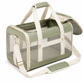 Haustier-Transporttasche 45 cm x 28 cm x 28 cm Textil Mesh Salbeigrün Creme mit Schultergurt