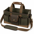Werkzeugtasche 40 × 18 × 30 cm aus Textil und Kunstleder Grün Braun mit Schultergurt