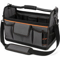 Werkzeugtasche 40 x 22 x 30 cm aus Polyester Schwarz Grau Orange mit Schultergurt und Organizerfächern